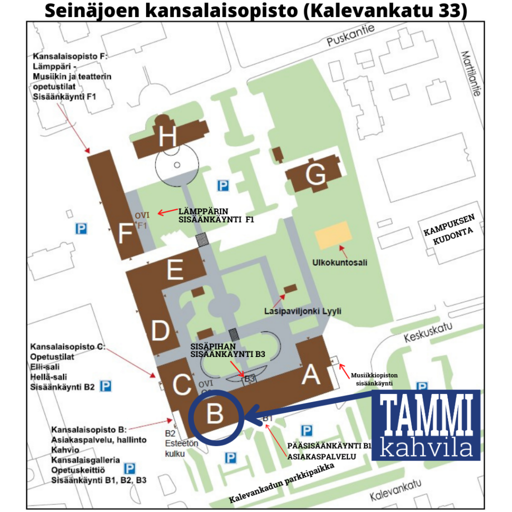 Tammi-kahvilan kartta